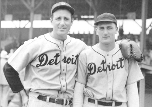 Hank Greenberg and unidentified teammate, spring training 1936