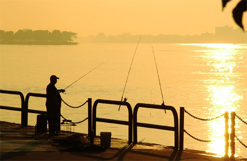 Fishing at Sunrise by DetroitBikeBlog