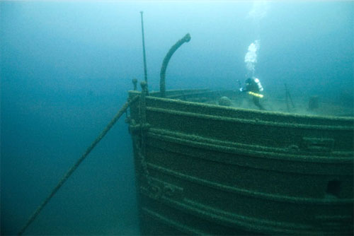 Diver exploring the wreck of the Florida