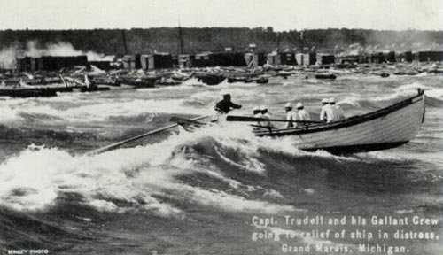 Captain Trudell and his crew from the Grand Marais Lifesaving Station
