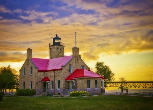 Mackinac Point Lighthouse at sunset