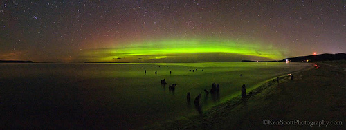 Good Harbor Bay ... aurora borealis panorama
