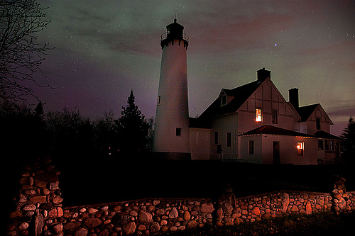 Iriquois Point Light and th Northern Lights