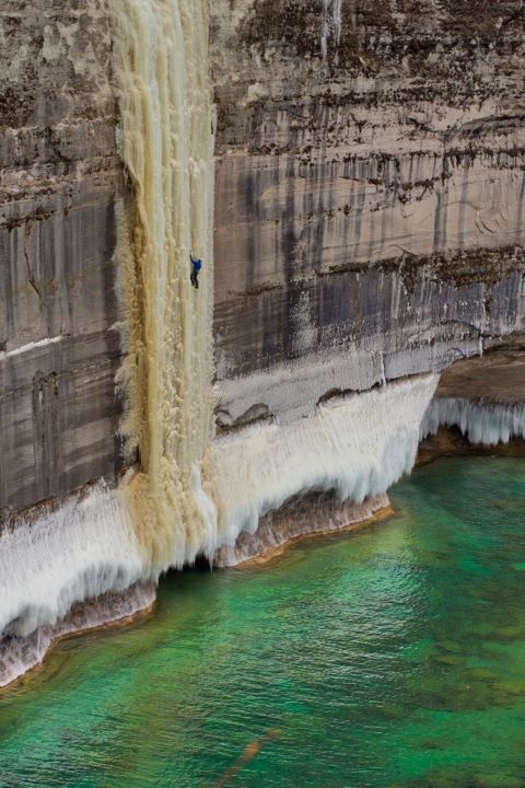 Ice Climing in the Pictured Rocks