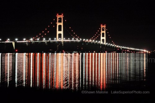 Mackinac Bridge at Night by Shawn Malone