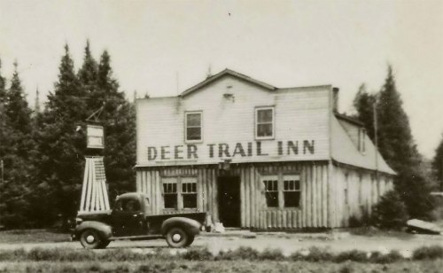 UP Marenisco Watersmeet MI RPPC 1930s The Deer Trail Inn Saloon & Restaurant DANCING COCKTAILS BEER LUNCHES RED CROWN STANDARD OIL GAS On US-2 Photographer UNK1