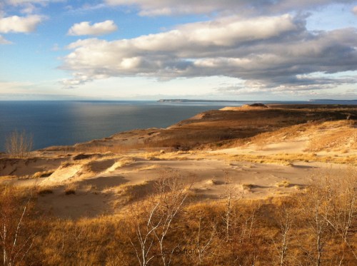 View of Manitou Islands from Sleeping Bear Dunes