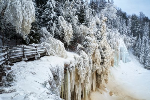 winter, upper tahquamenon falls, michigan
