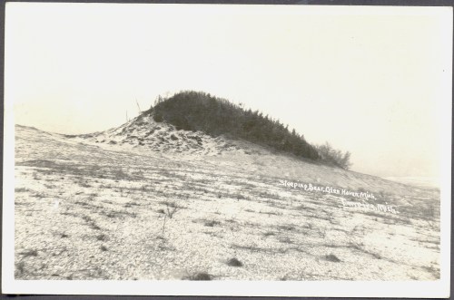 Glen Haven MI Sleeping Bear Dunes Empire and Glen Haven Marked RPPC Kodak Stampbox Unsent what looks like a hump of low scrub bushes is actually a forest hill buried in sand