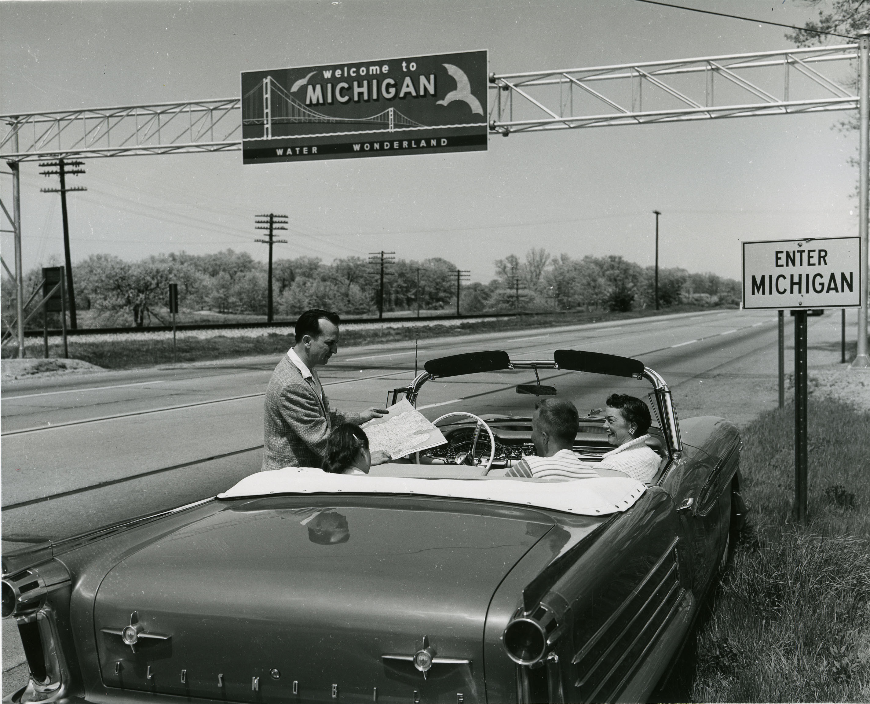 Michigan Sign at State Line 1958