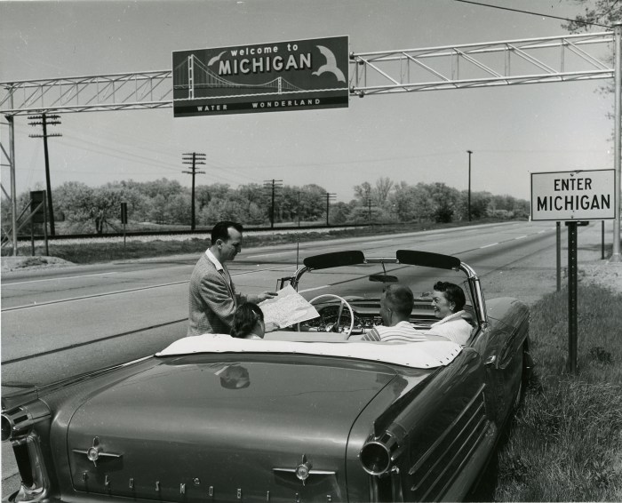 Michigan Sign at State Line 1958
