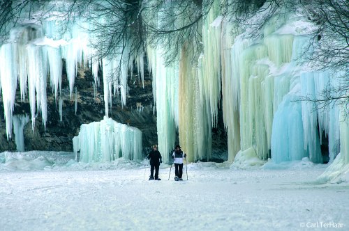 Ice Curtains on Grand Island, Munising, MI