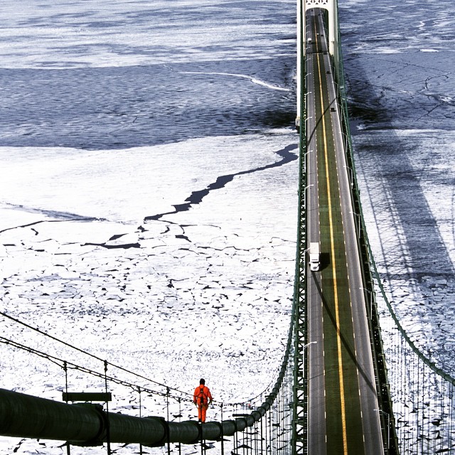Mackinac Bridge Walking Down the Cables