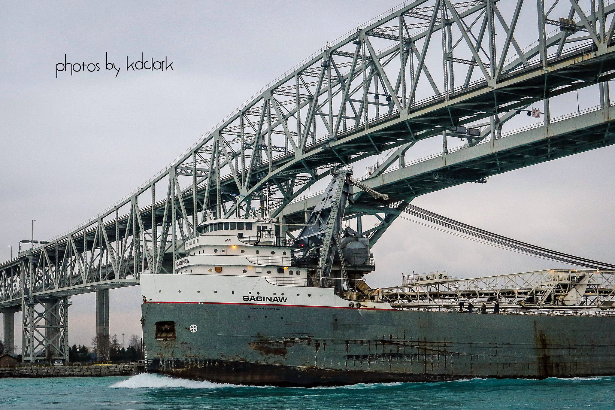 Freighter Saginaw Under the Blue Water Bridge