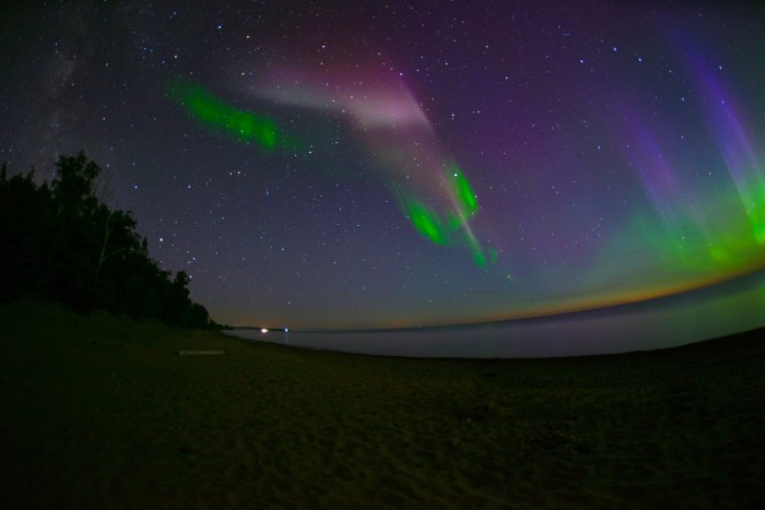 Milky Way, A Proton Arc, and the Northern Lights