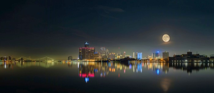 Detroit lit up in red white and blue to honor medical professionals, first responders, service workers