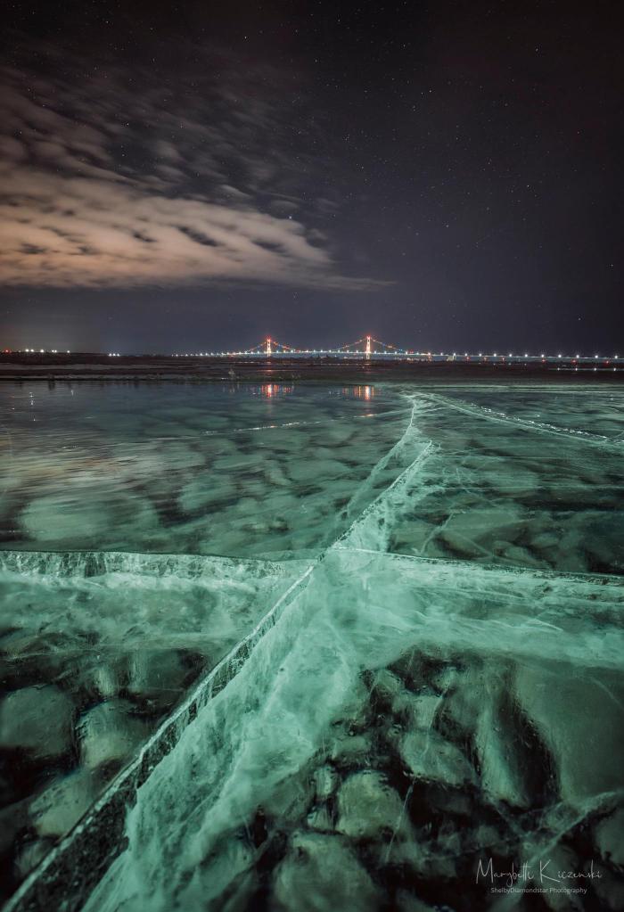 Frozen Lake Michigan & the Mighty Mac by Shelbydiamondstar Photography