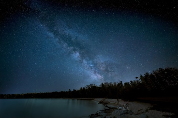 The Milky Way over Lake Michigan at Wilderness State Park by Diana Robinson