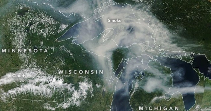 Smoke from Western Wildfires over Michigan by CMU Public Radio