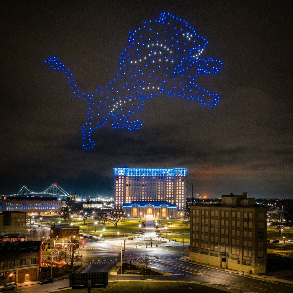 500 Drone Lion over Michigan Central Station by Stephen McGee Films