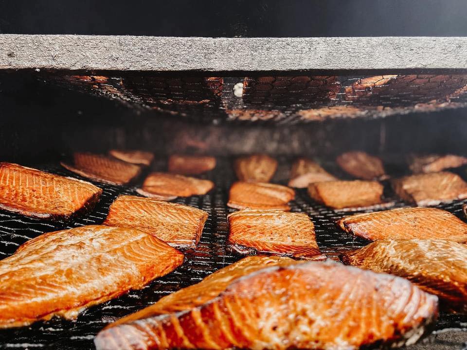 Fish in the smoker by Gustafson's Smoked Fish