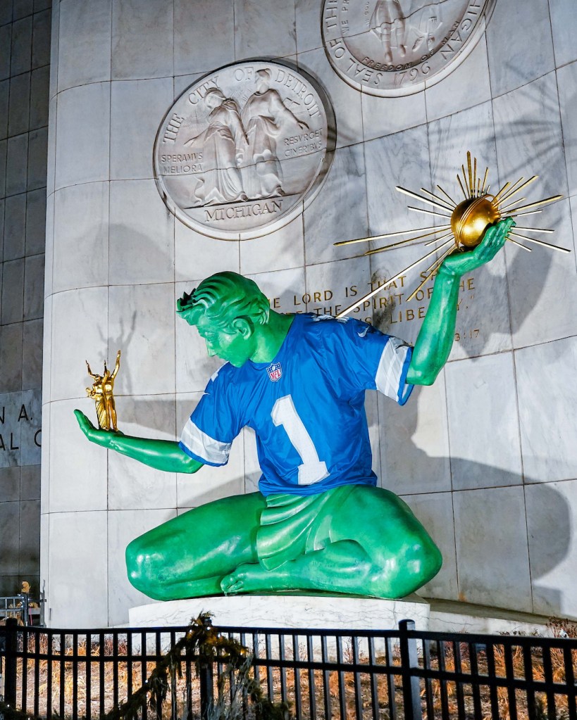 Spirit of Detroit Number One Playoff Seed Edition by Jeff Nguyen/Detroit Lions