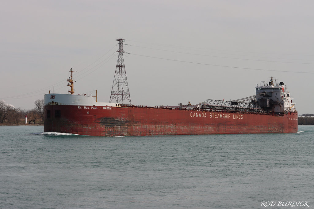 Canadian laker Rt. Hon. Paul J. Martin, passage in subdued light from a solar eclipse by Rod Burdick