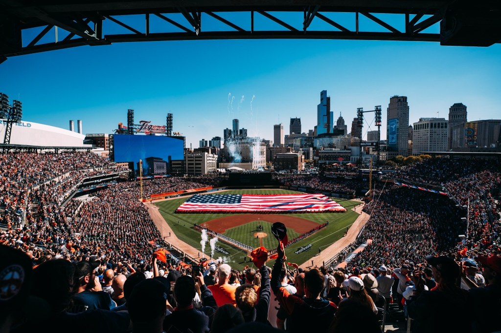 Opening Day Flag Downtown Detroit Partnership