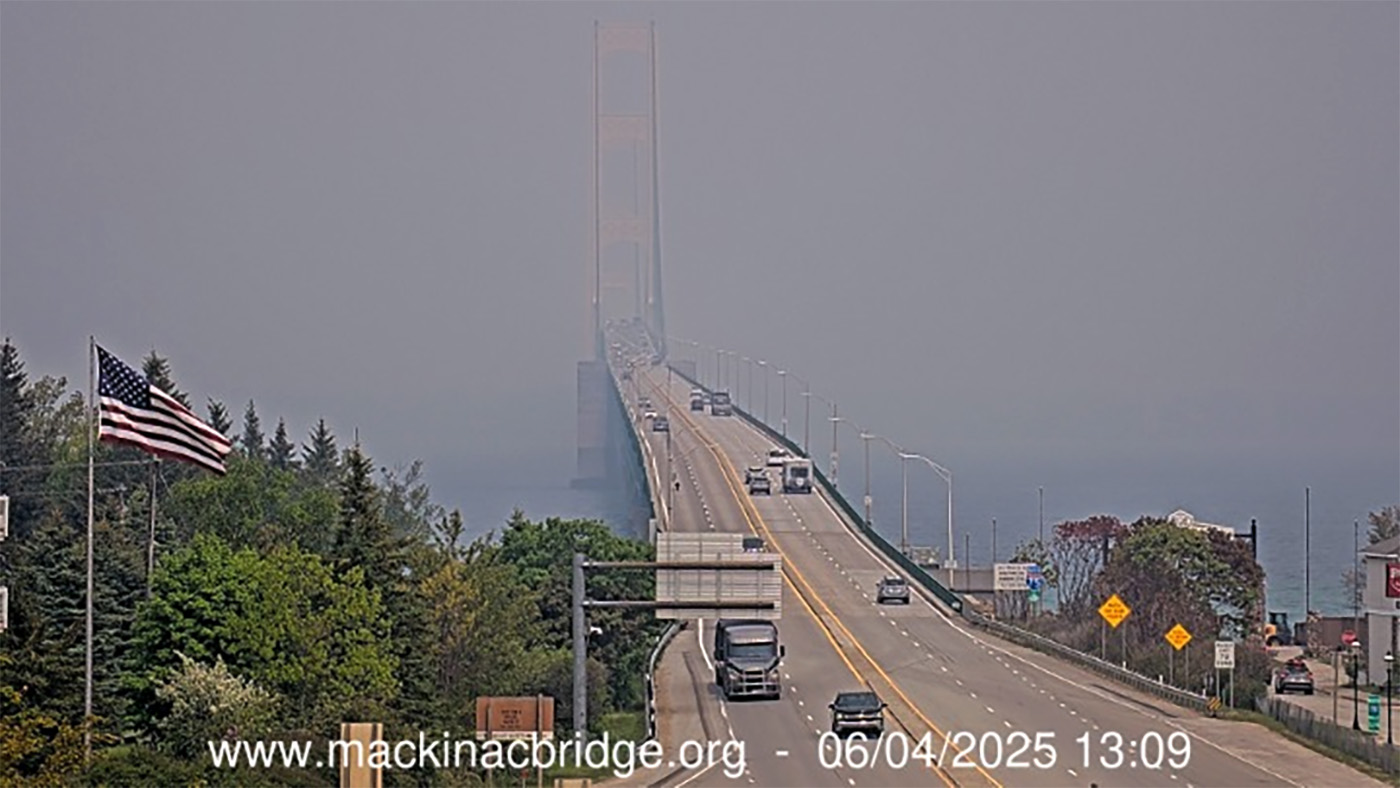 Canadian Wildfire Smoke by Mackinac Bridge Authority