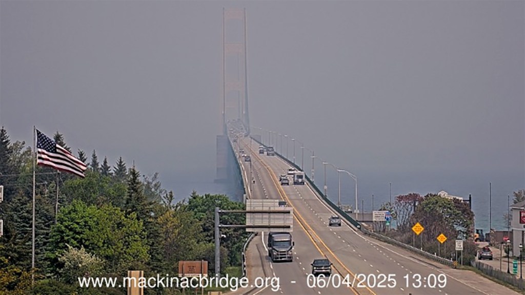 Canadian Wildfire Smoke by Mackinac Bridge Authority
