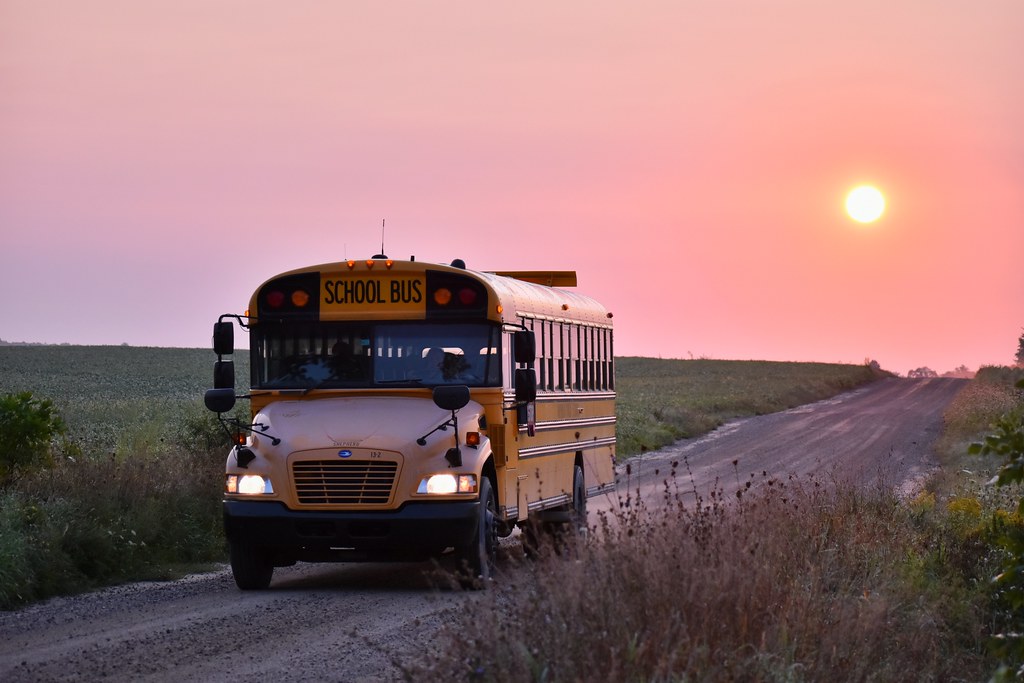Shepherding School Bus by Mike Sherman Michigan Artist