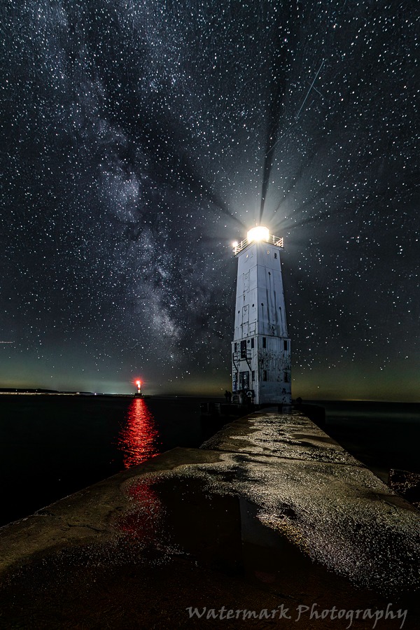 Starry Night at Frankfort Lighthouse by Watermark Photography