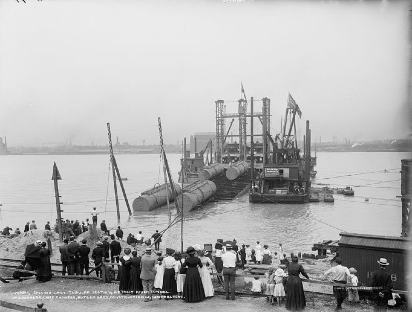 Sinking last tubular section Michigan Central RR tunnel by Albert Duce