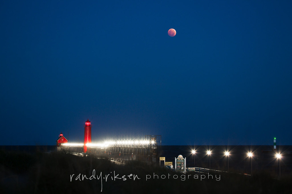 Blood Moon over Grand Haven by Randy Riksen Photography